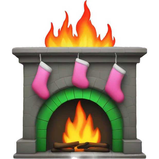 Fireplace with green and pink flames  emoji