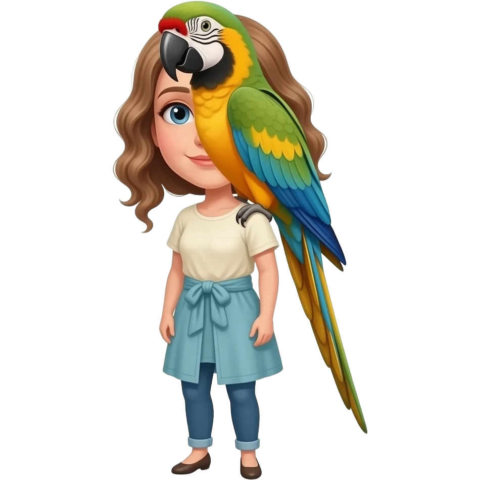 woman with big parrot emoji