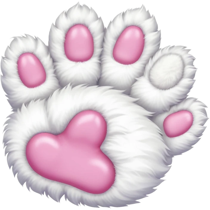 white fluffy paw, view from the top, cute, paw only, cat emoji