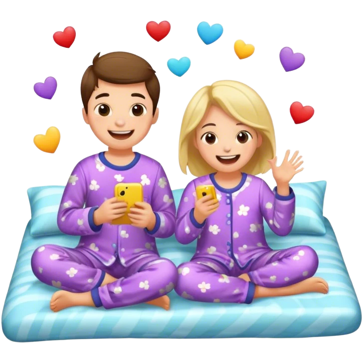 Two kids having a sleepover emoji