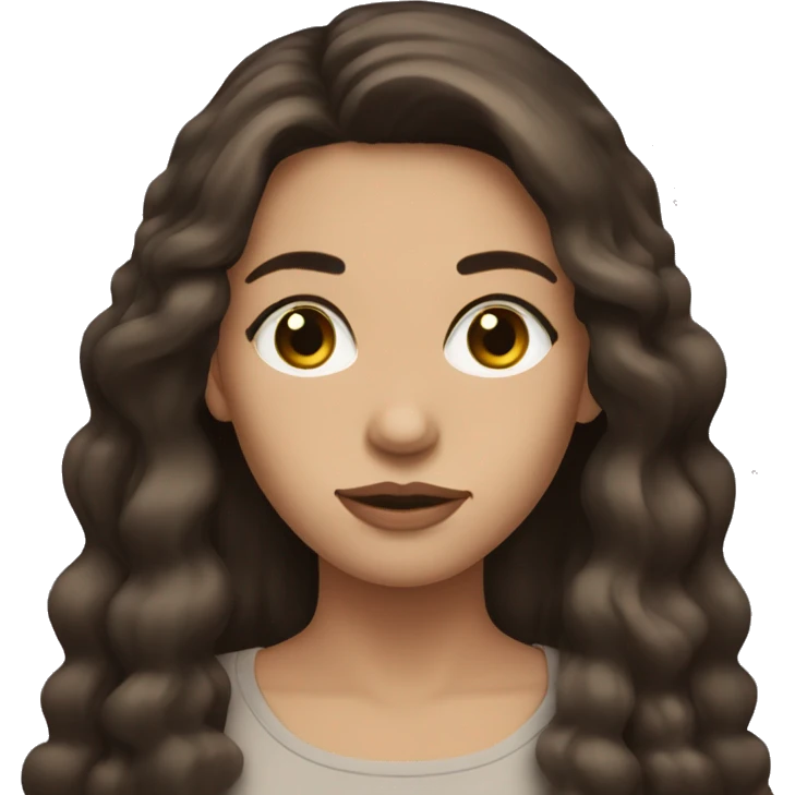 Female brunette long hair, big eyes thin eyebrows and small lips emoji