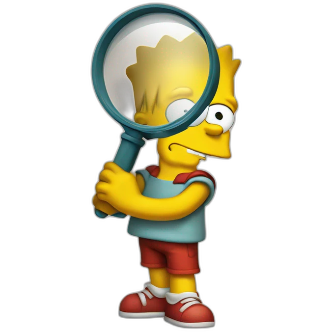 Bart Simpson holding a magnifying glass emoji