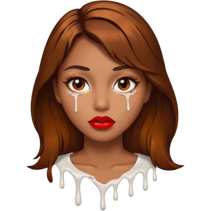 Brown Hair, Woman, white paint drip, face, hot, Sexy, lips emoji
