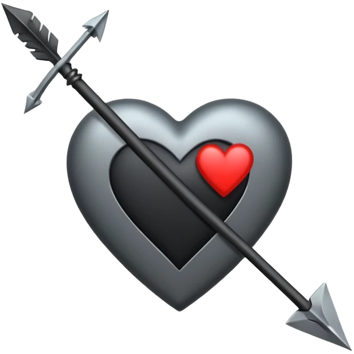 Black heart with cross arrow. Don't use red colour . Use normal Arrow which goes from one side and come out of other  emoji