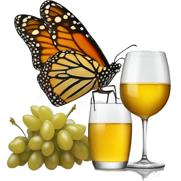 Monarch butterfly with glass of white wine emoji
