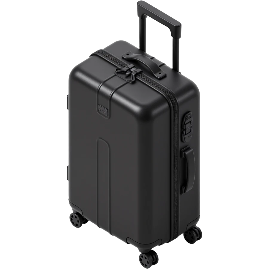 black luggage with wheels, upright, chic modern emoji