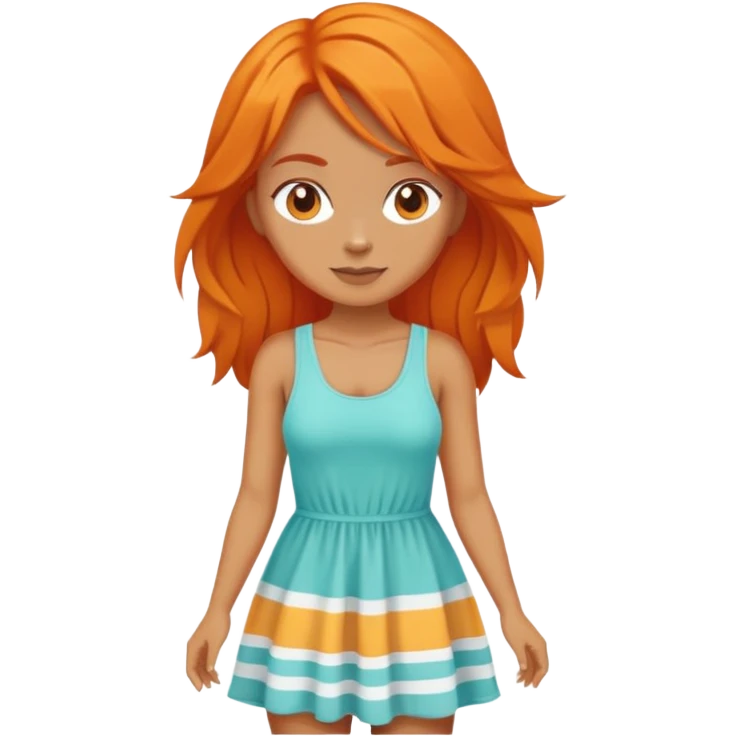 orange hair woman with beach outfit dress full body emoji