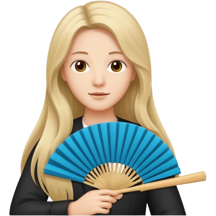 long haired folding fan holder emoji