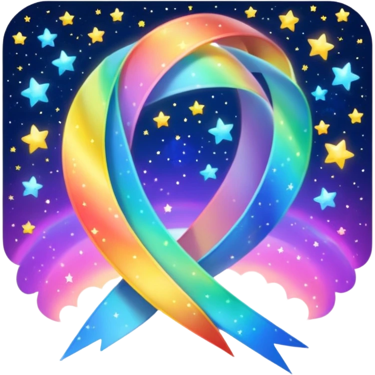 Rainbow starry galaxy ribbon emoji