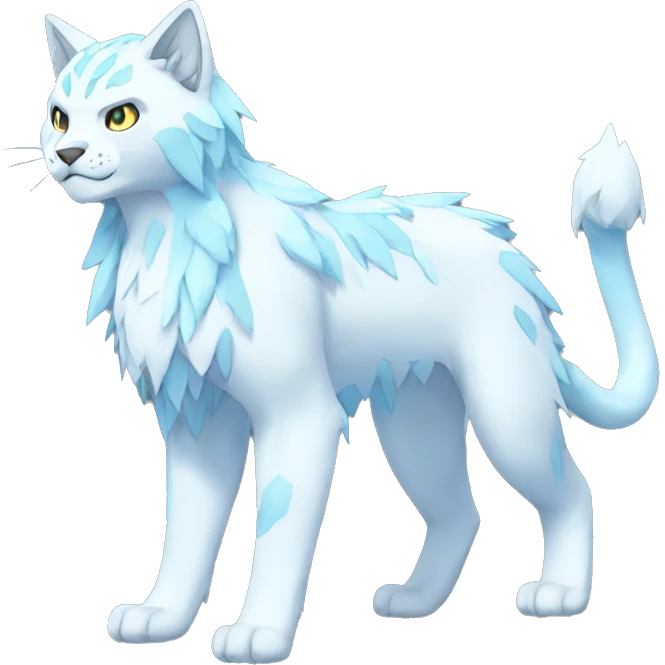 Ice-type Lynx-Fakemon full body emoji