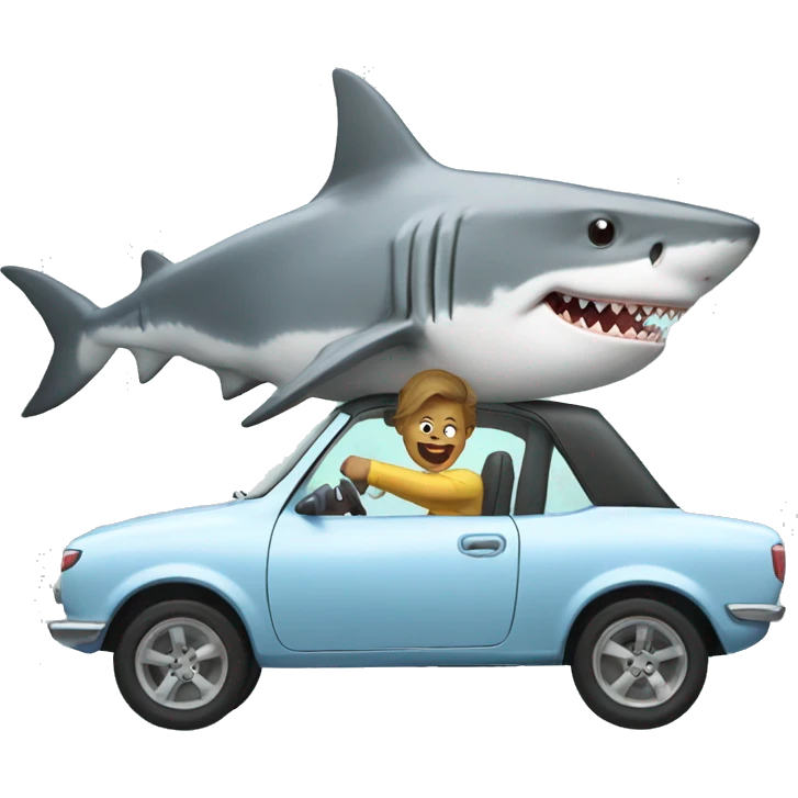 Shark driving a car emoji