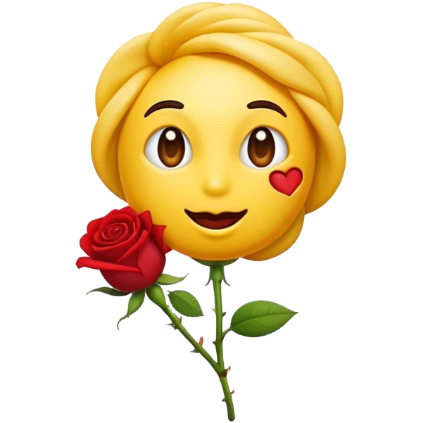 A normal emoji yellow that eated a rose emoji