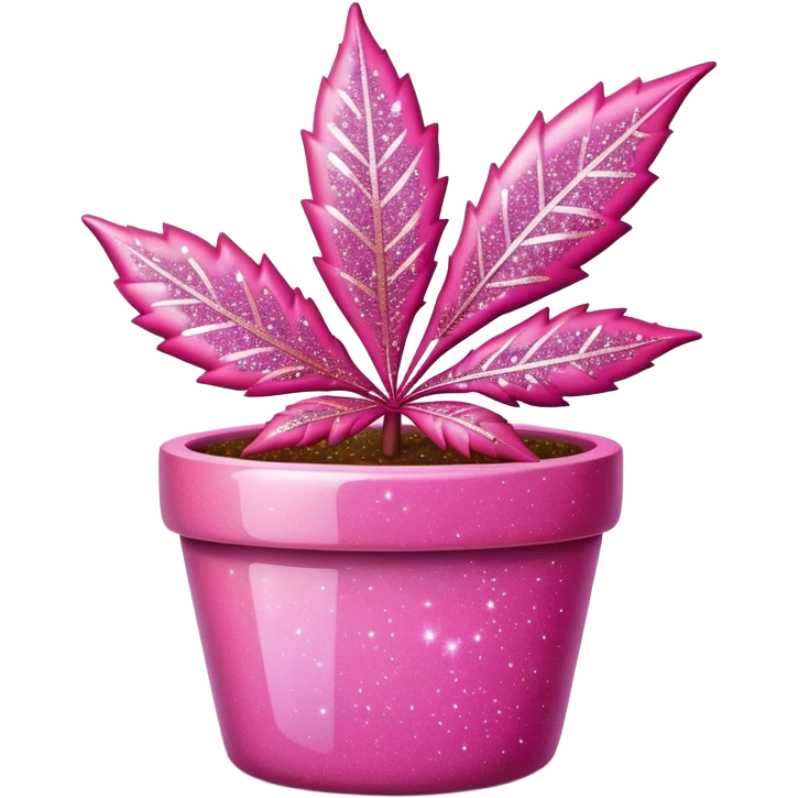 A pink pot leaf with sparkles and glitter dust emoji