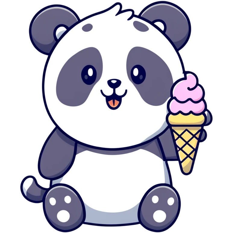 Panda eating ice cream emoji