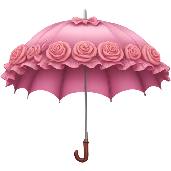 Detailed pink umbrella with large ruffles and roses  emoji