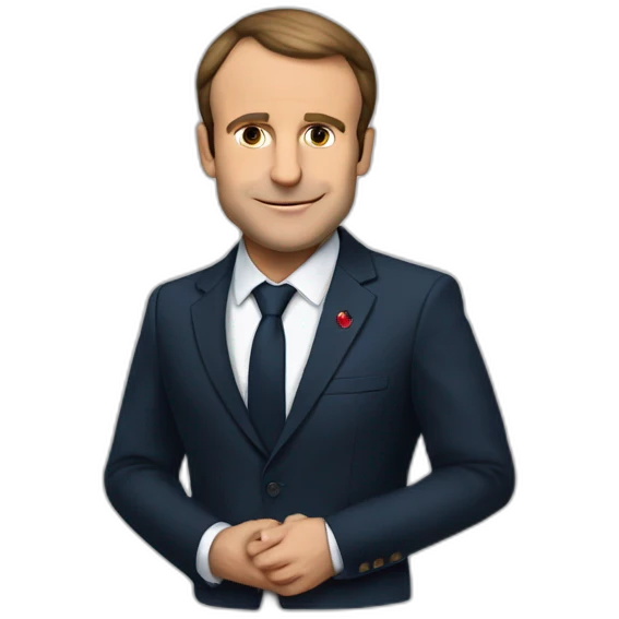 Macron avec un coeur emoji