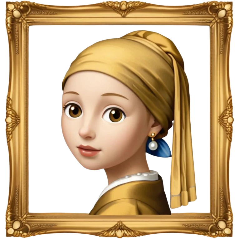 Johannes Vermeer, Girl with a Pearl Earring,  in gold frame emoji