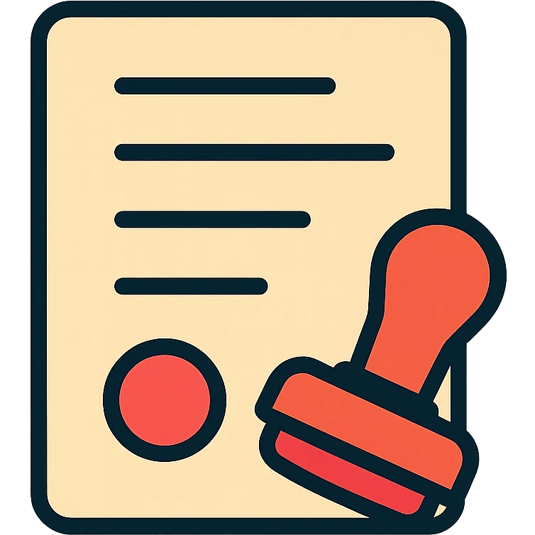 paper document with a red stamp icon with color outline emoji