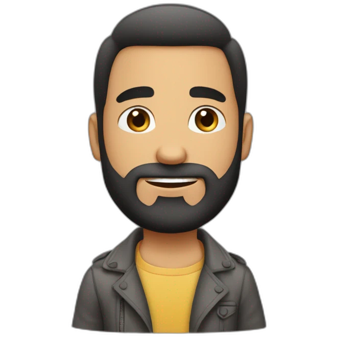 Jeune homme barbue avec des cheveux lisse  et court emoji