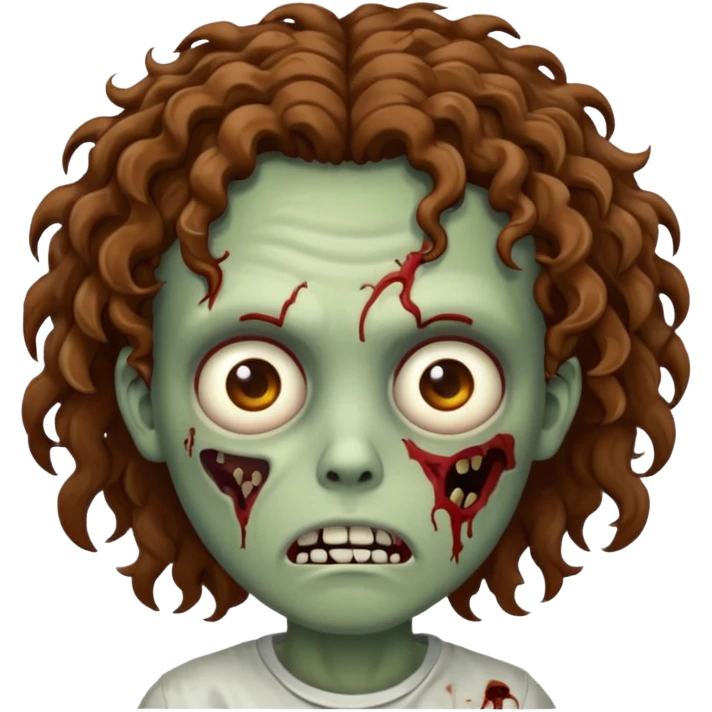 zombie emoji with brown curly hair emoji