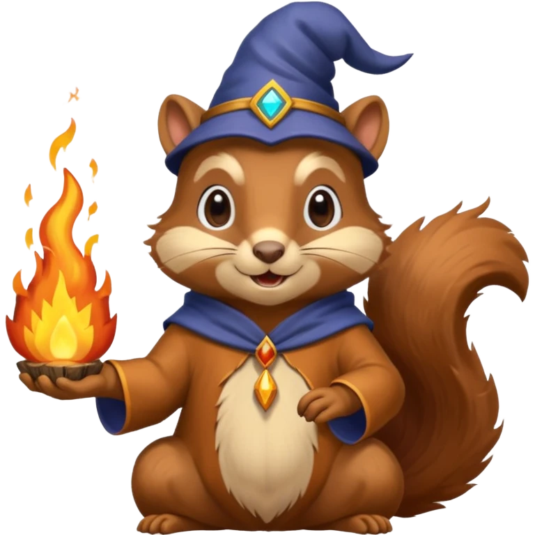 wizard squirrel summons fire in one hand emoji