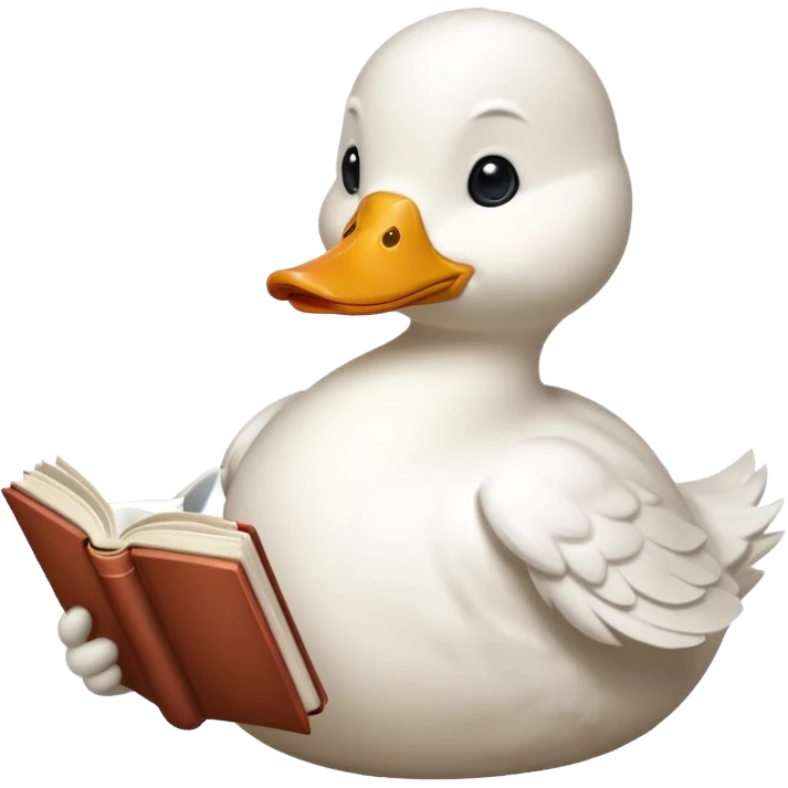white duck holding book emoji