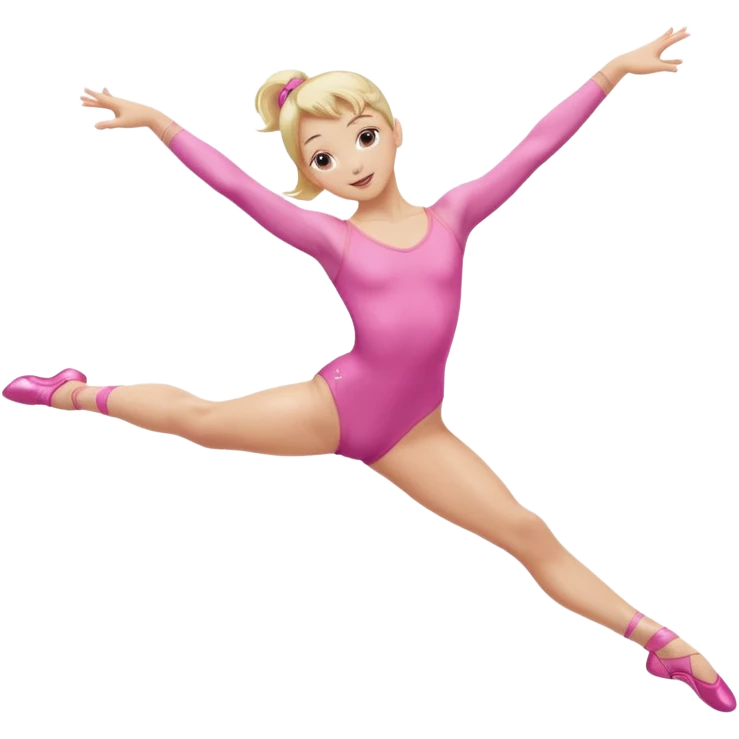 pink dancer-gymnast with blonde hair, leaping pose emoji