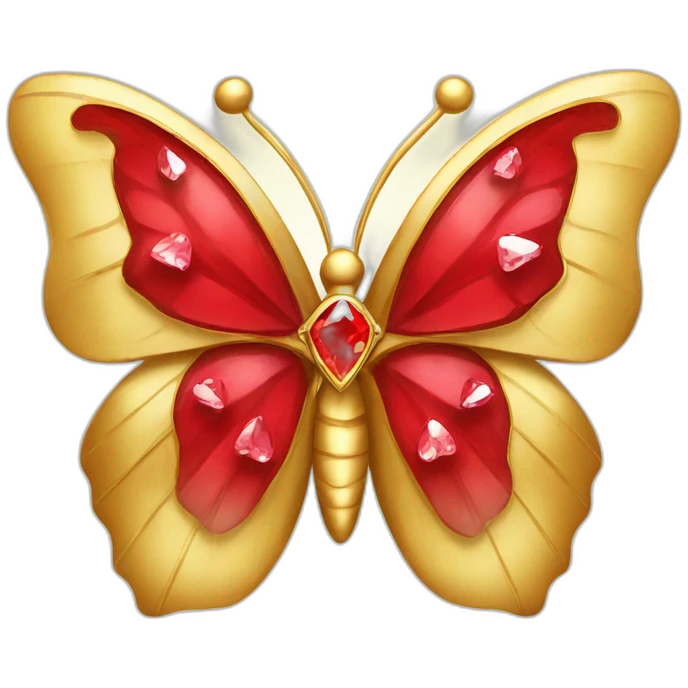 gold butterfly with red diamond hearts emoji