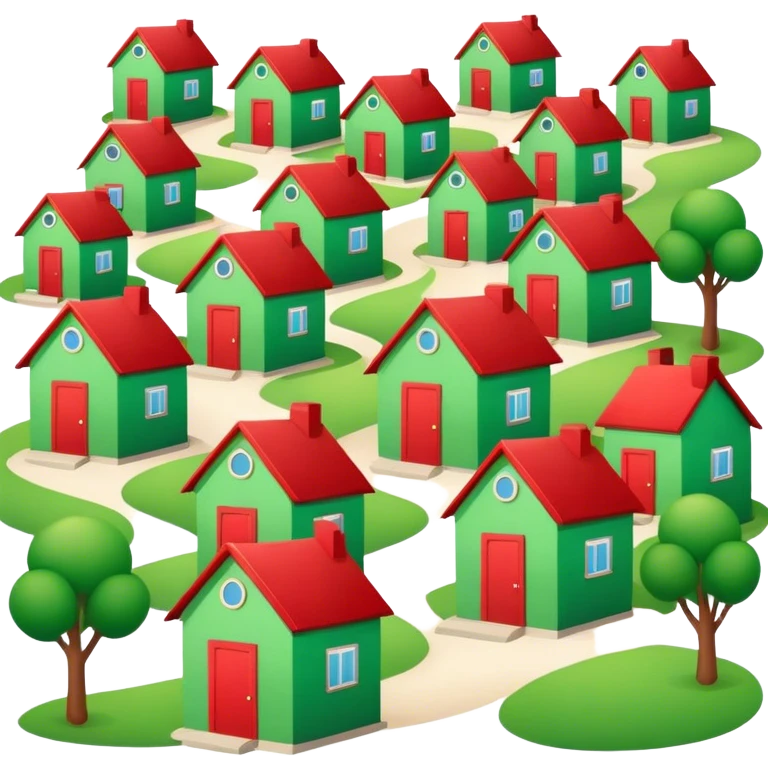 Monopoly Green and red houses emoji