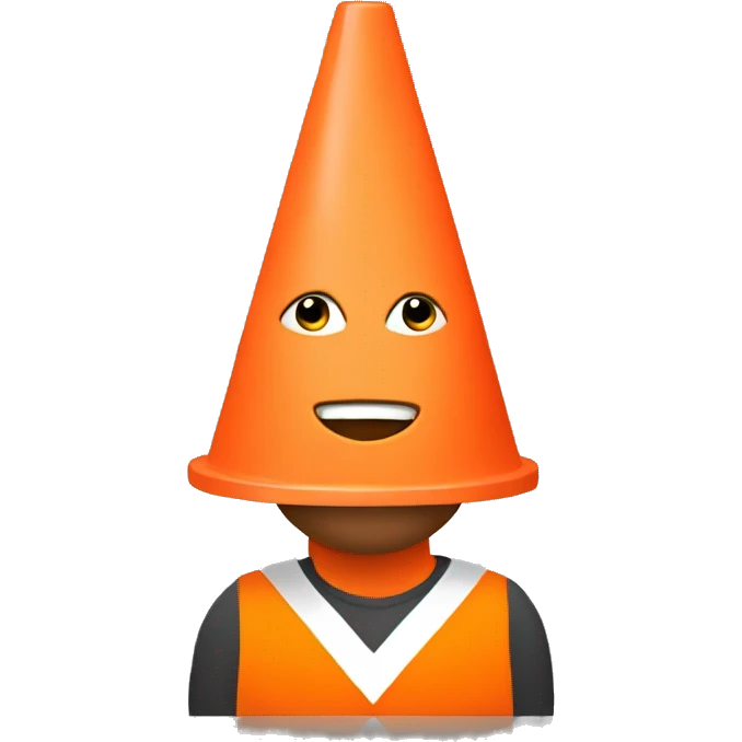 Guy with orange traffic cone instead of his head emoji