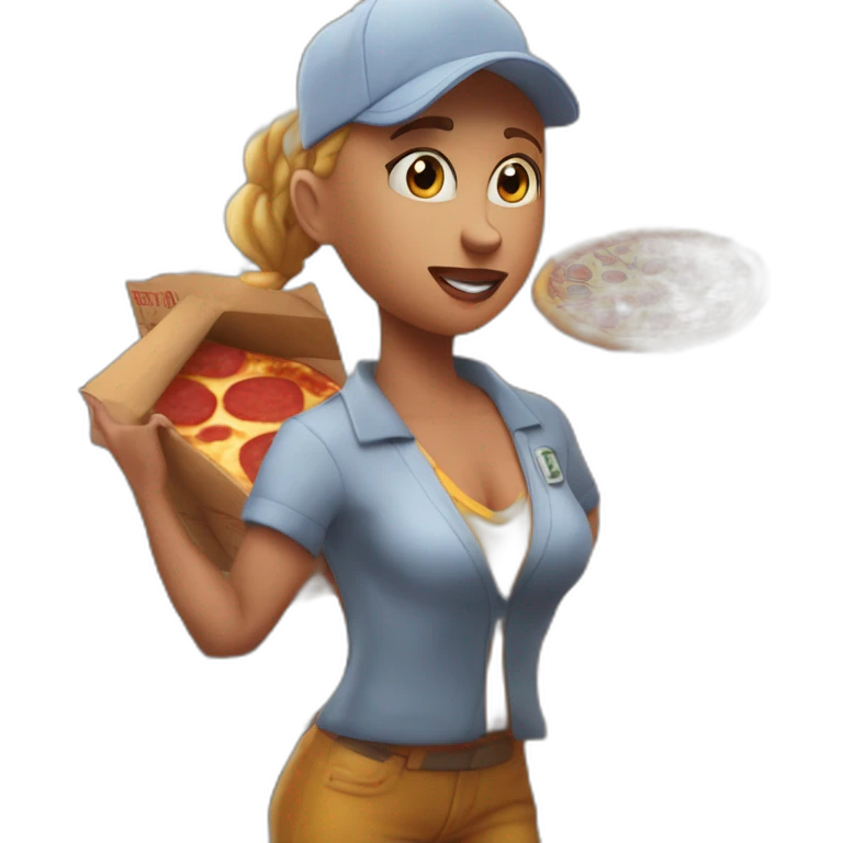 Johnny sins as a pizza delivery man trying to get Leona Lovings to pay emoji