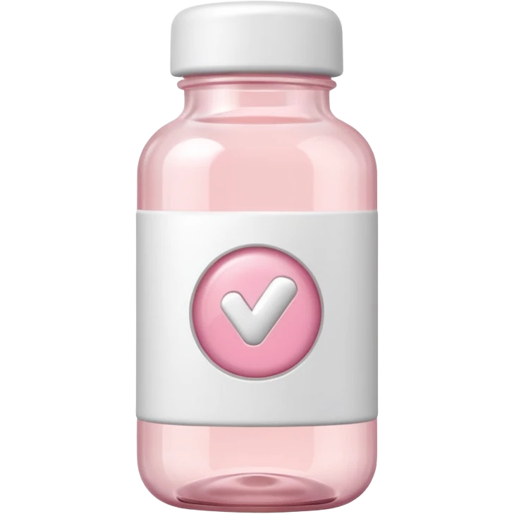 White vitamin bottle with pastel pink label, soft lighting, clean style emoji