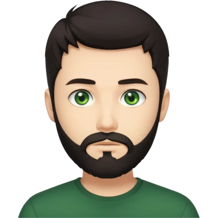 Man with a short full beard, Styled hair, Best looking man in the planet, onepiece style dark hair, green ejey, more anime style emoji