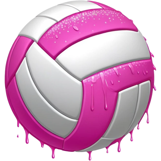 Volleyball with pink sparkly paint dripping from it emoji