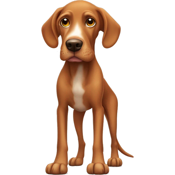 old adult vizsla aged whitened snowy flecked blended white snout and paws high tail standing  emoji