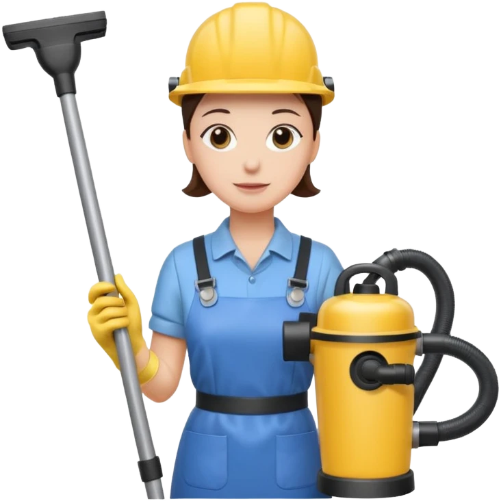 técnico de limpieza sujetando una aspiradora emoji