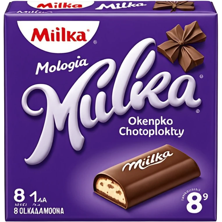 плитка молочного шоколада Milka в фиолетовой упаковке, открытая наполовину emoji