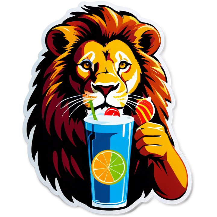 Lion with a drink emoji