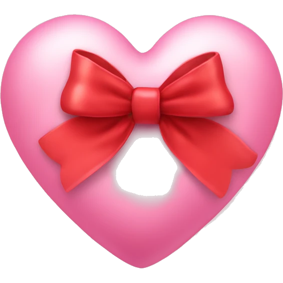 Pink heart with a red bow wrapped around it ￼ emoji