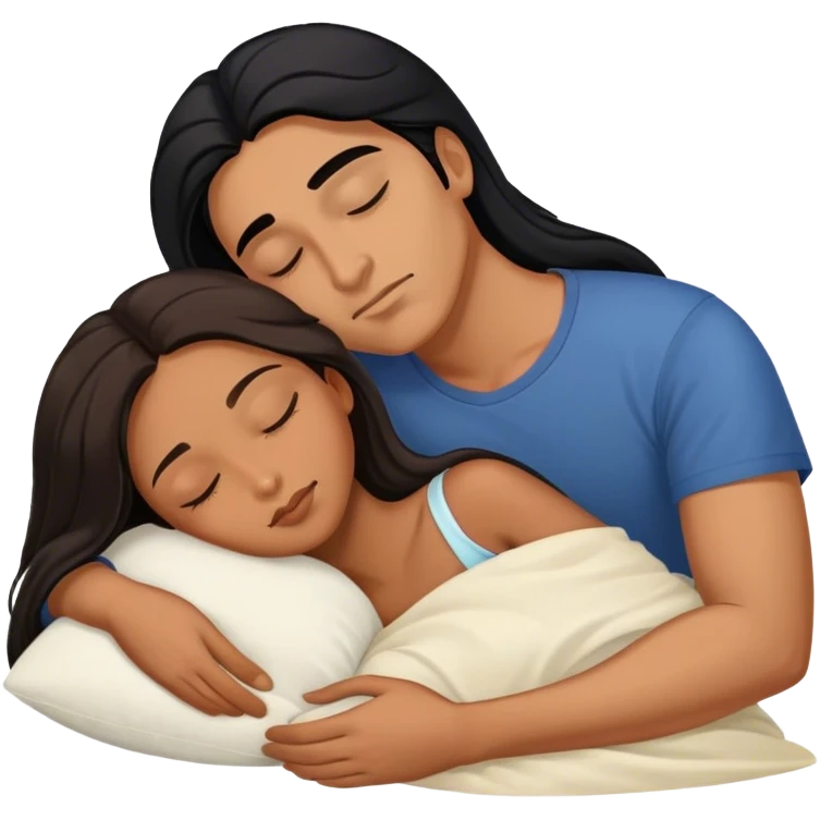 Caramel color latino Guy with long black hair sleeping with brown hair Filipina emoji