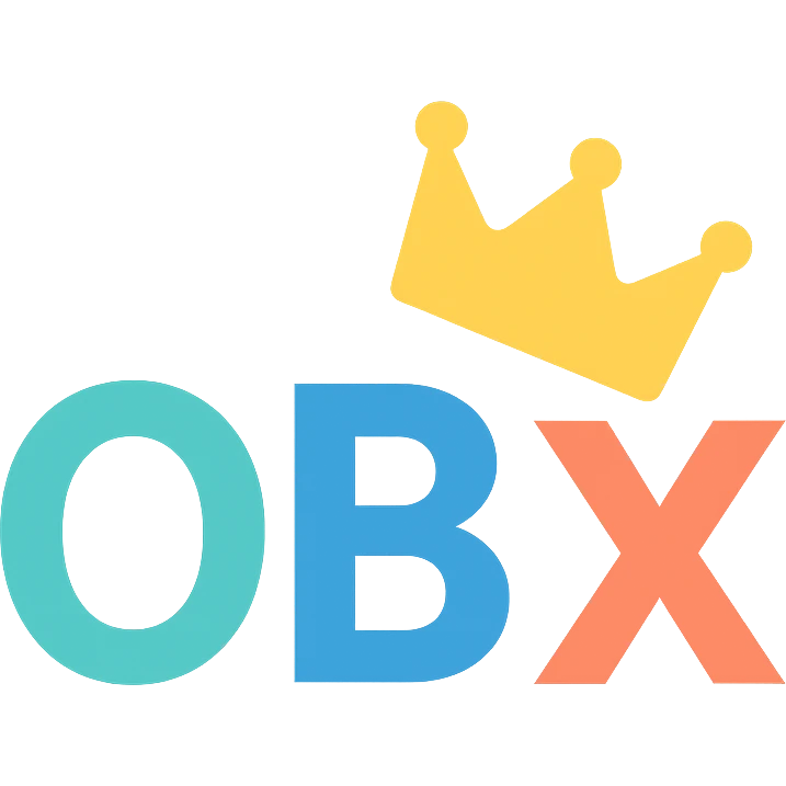 OBX letters with a tilted crown on top emoji