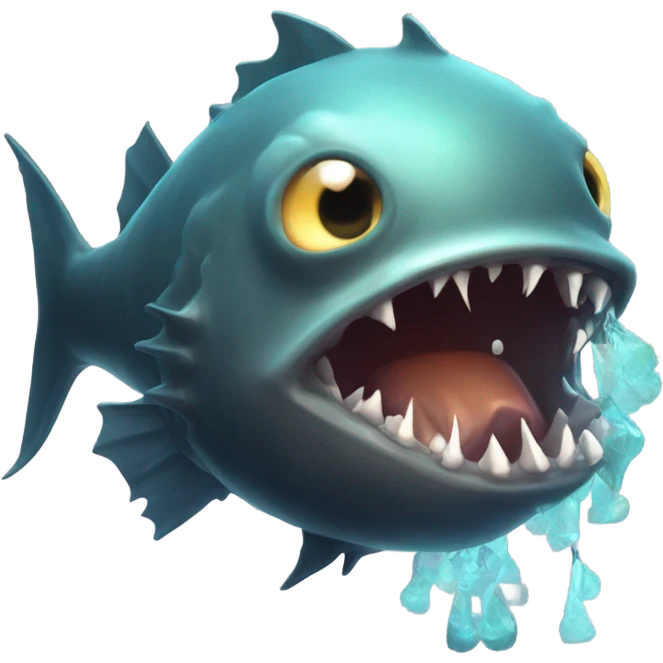 Anglerfish with glowing lure, sharp teeth, and big eyes. emoji