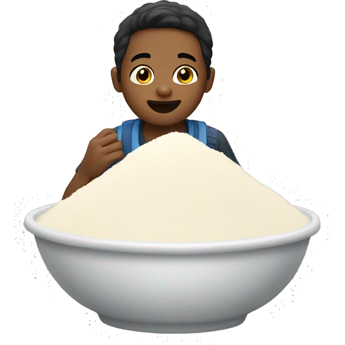 A boy eating a pile of white flour emoji