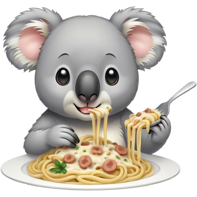 Koala eating carbonara pasta emoji