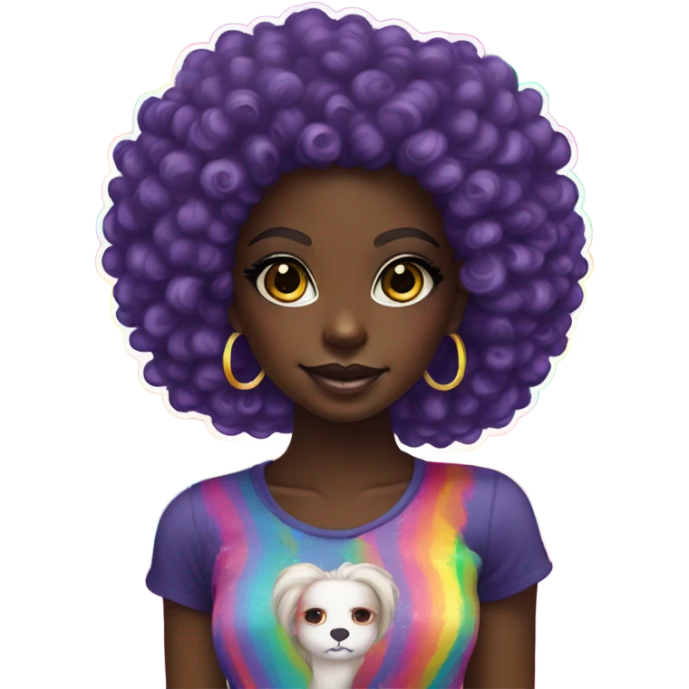 Lisa frank dark skin girl with rainbow Afro  emoji