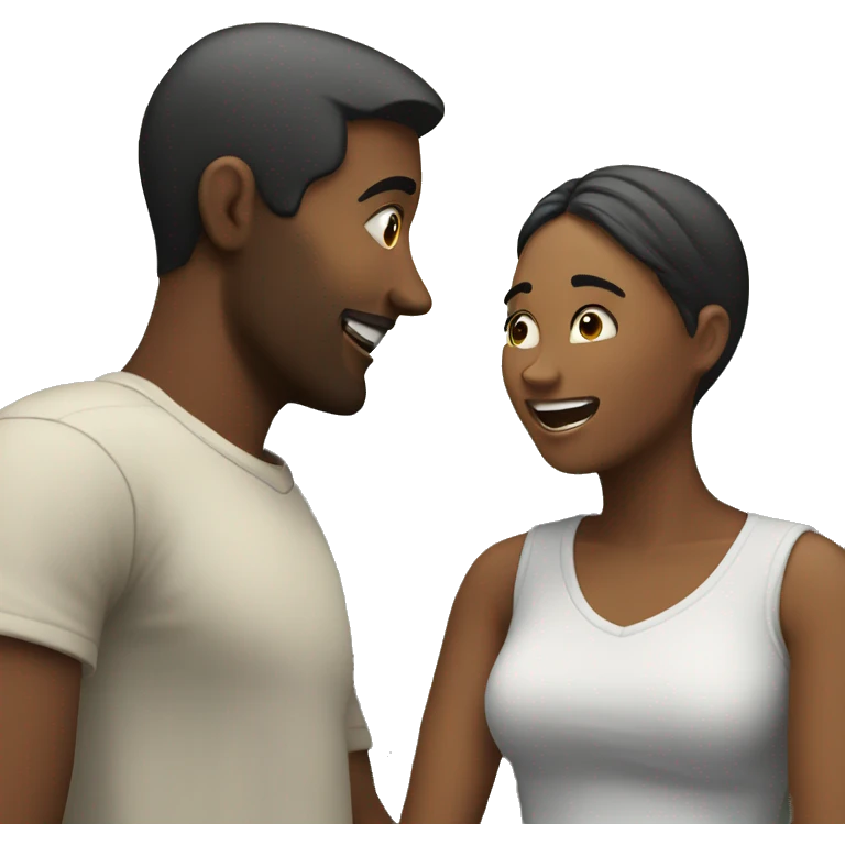 man talking to woman happy emoji