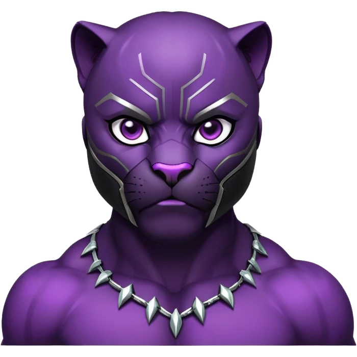 black panther with purple eyes, surprised face emoji