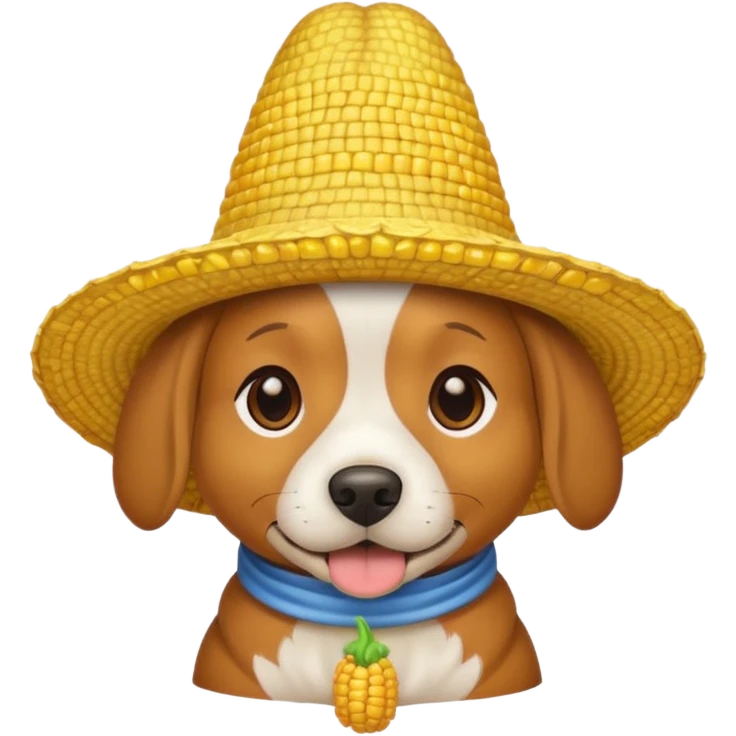 dog wearing corn hat emoji