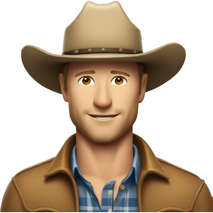 Glen Powell in a cowboy hat emoji