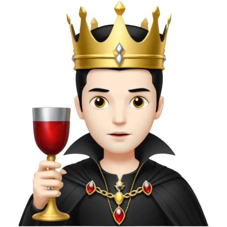 Vampire King, Vampire with slicked-back hair, wearing a crown, holding a goblet. emoji